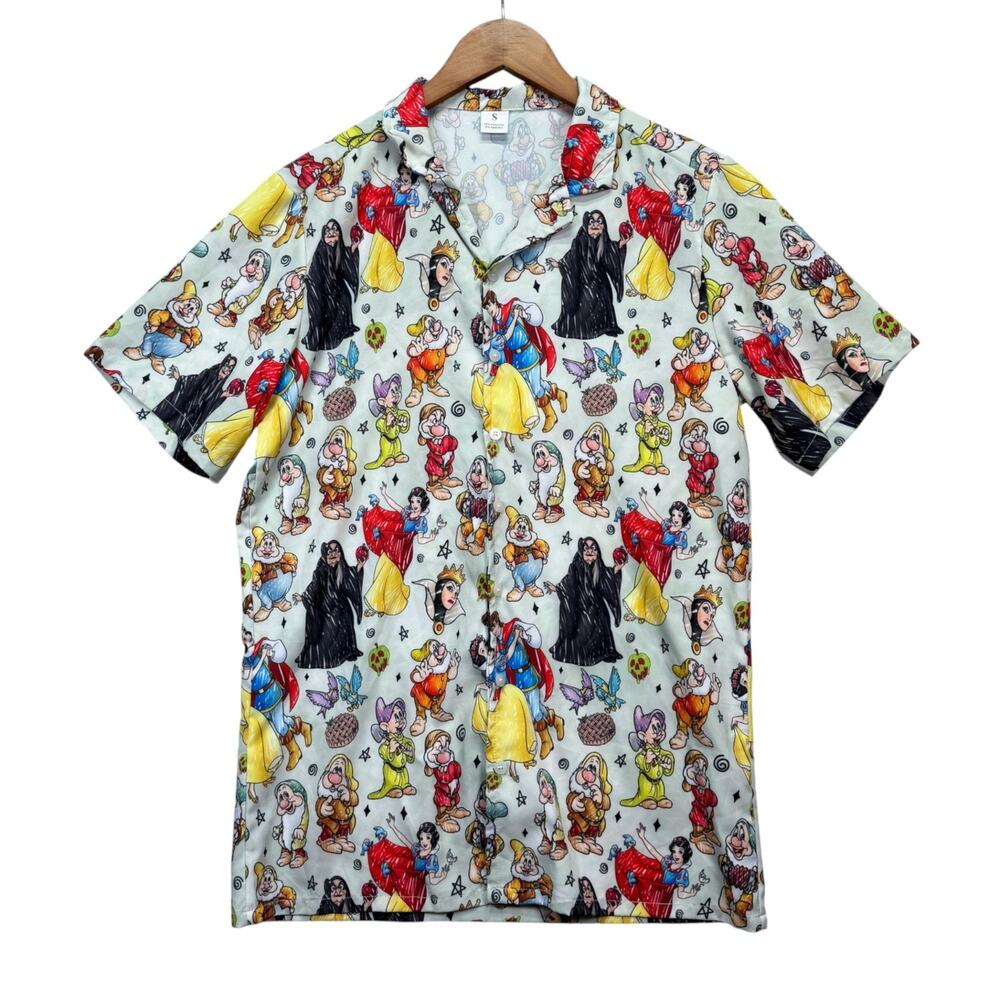 Walt Disney Snow White And The Seven Dwarfs Sketched Men's Button Down Shirt S